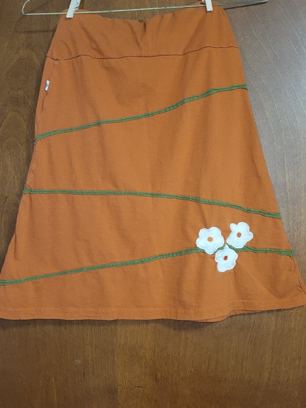 Orange cotton knee length skirt Small - Picture 2 of 6